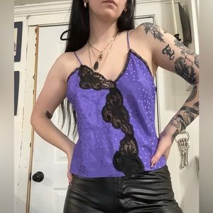 Polka dot lace skimpy tank top